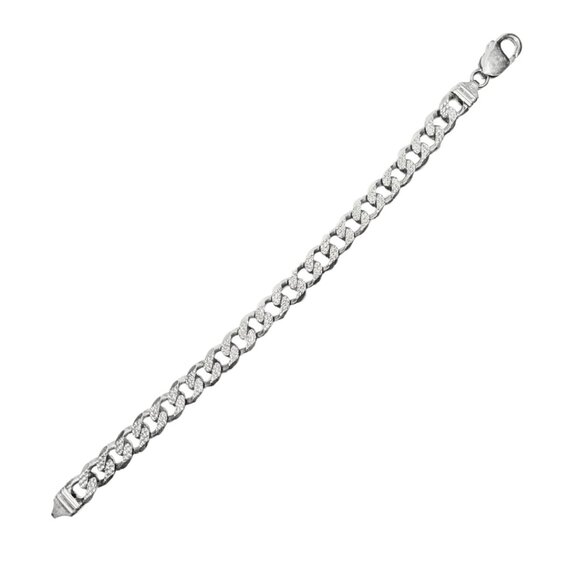 Textured Miami Cuban Bracelet Made in Italy 925 - Picture 1 of 4